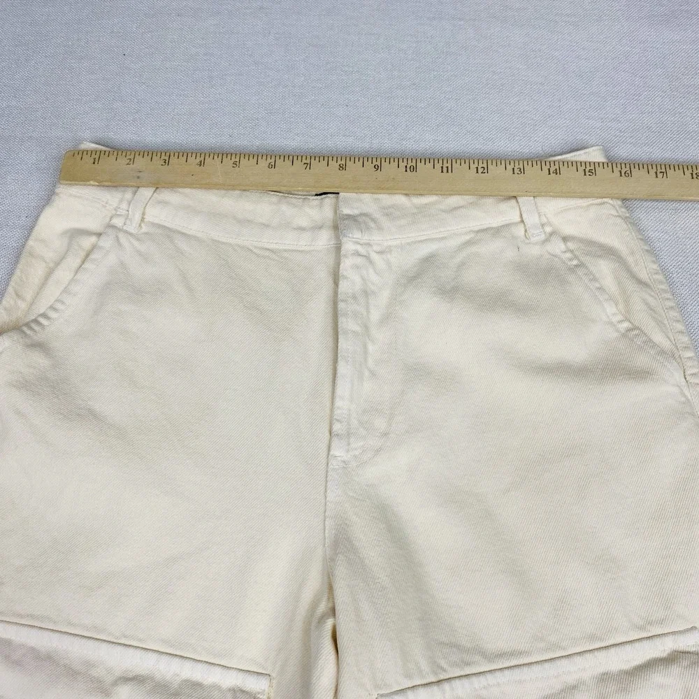 ZARA Women Jeans Sz S High Waisted Baggy Loose Fit Wide Leg Cargo Pants Beige - Picture 6 of 11